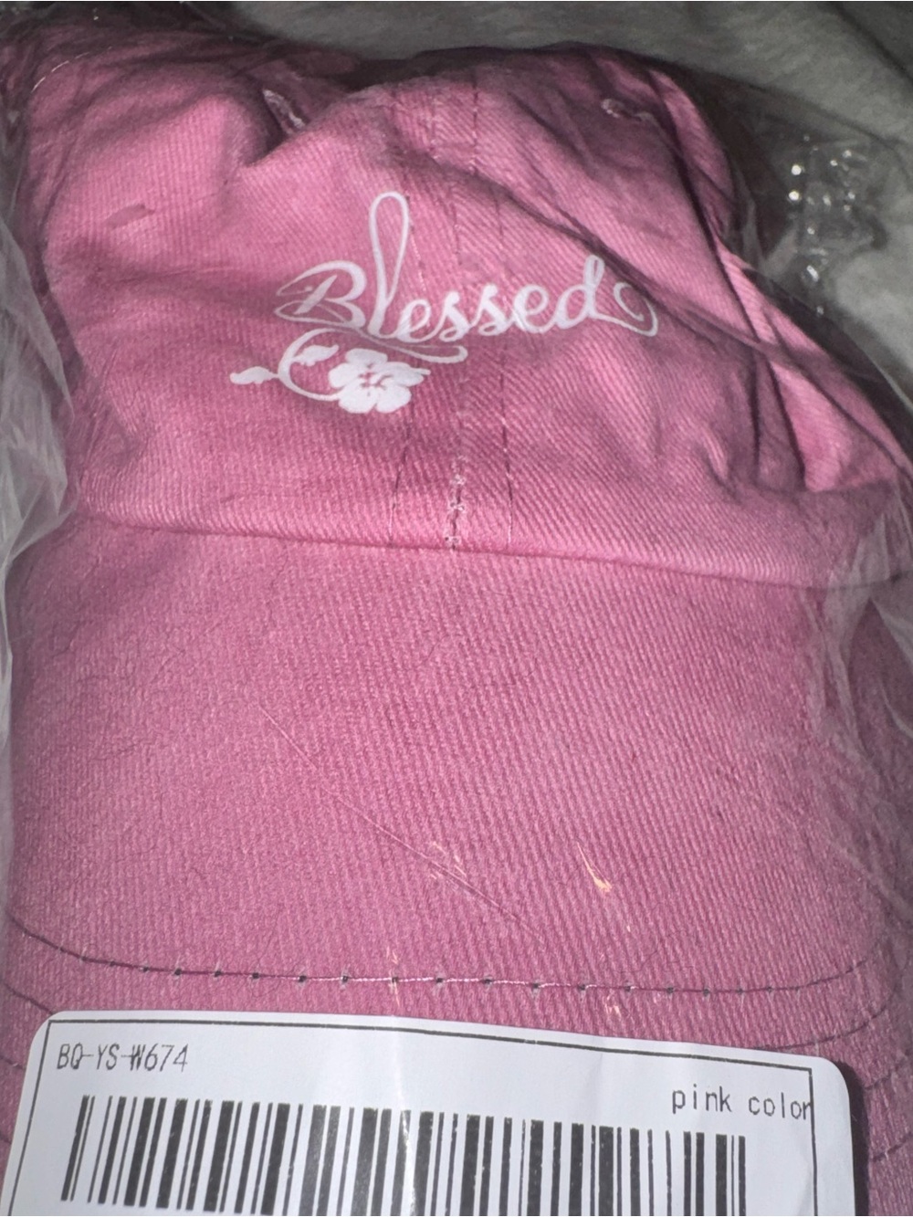 Pink Cotton Baseball Cap “Blessed” New adjustable